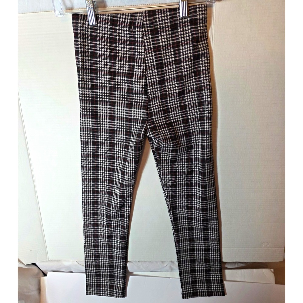 Sweet Stories Girls Plaid Leggings Pants Size 10-12 Black/White/Red Polyester